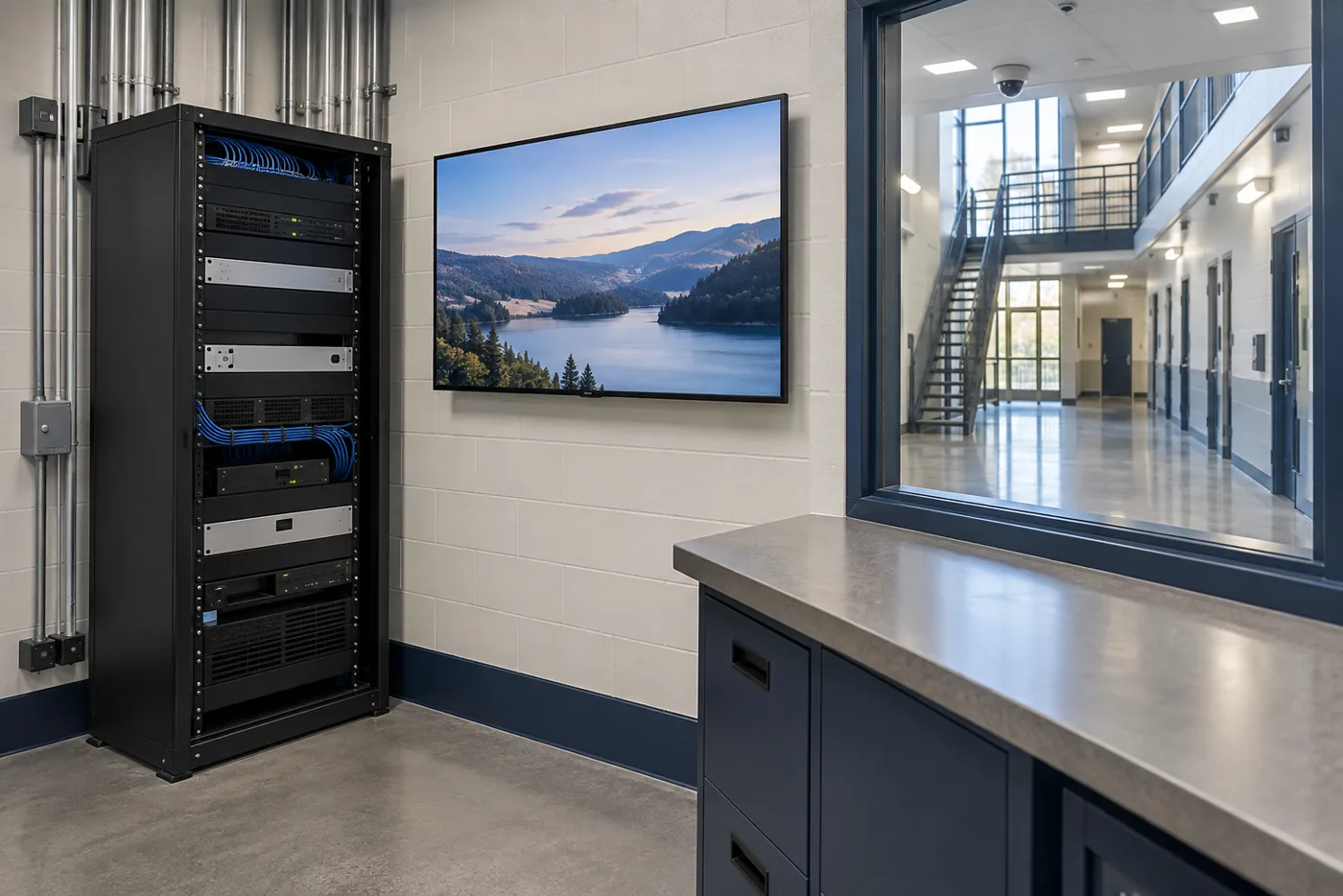 Illustrative correctional facility technology room